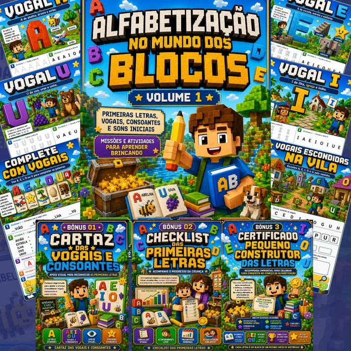Mockup do Livro de Atividades Minecraft